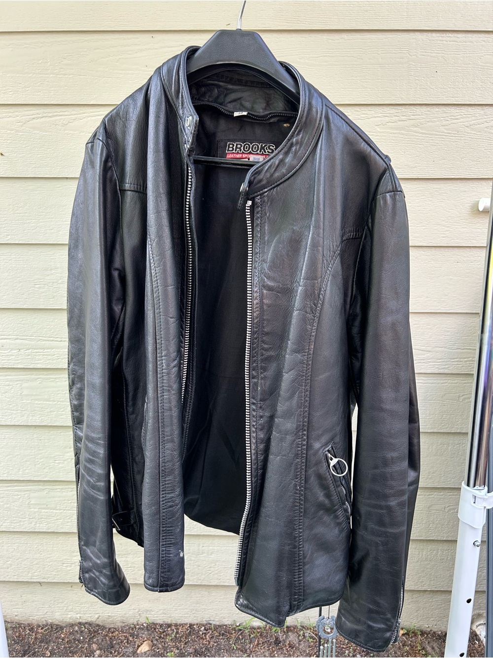 Brooks Leather Sportswear Jacket Tag - Black genuine leather
